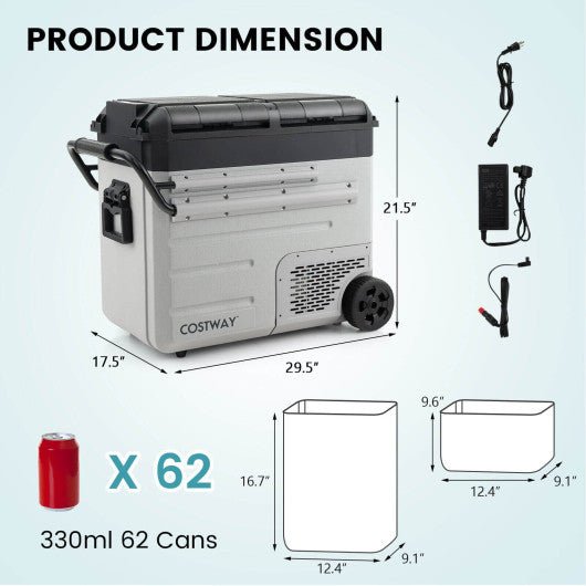  - 51 Quart Portable Car Refrigerator with Retractable Pull Handles - Outdoor Style Company