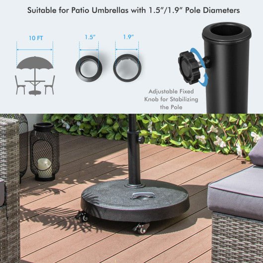  - 51LBS 20.5Inch Outdoor Umbrella Base with Wheels and Handles - Outdoor Style Company