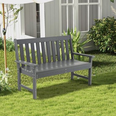  - 52 Inch All - Weather HDPE Outdoor Bench with Backrest and Armrests - Outdoor Style Company