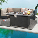  - 52 Inch Rattan Wicker Propane Fire Pit Table with Rain Cover and Lava Rock - Outdoor Style Company