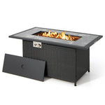  - 52 Inch Rattan Wicker Propane Fire Pit Table with Rain Cover and Lava Rock - Outdoor Style Company