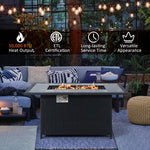  - 52 Inch Rattan Wicker Propane Fire Pit Table with Rain Cover and Lava Rock - Outdoor Style Company