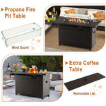  - 52 Inches Outdoor Wicker Gas Fire Pit Propane Fire Table with Cover - Outdoor Style Company