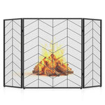  - 52 x 31 Inch Fireplace Screen with Chevron Herringbone Pattern - Outdoor Style Company