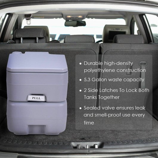  - 5.3 Gallon Portable Toilet with Waste Tank and Built - in Rotating Spout - Outdoor Style Company