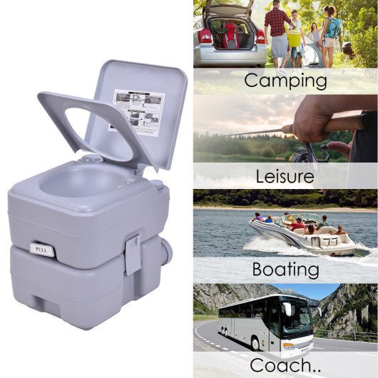  - 5.3 Gallon Portable Toilet with Waste Tank and Built - in Rotating Spout - Outdoor Style Company