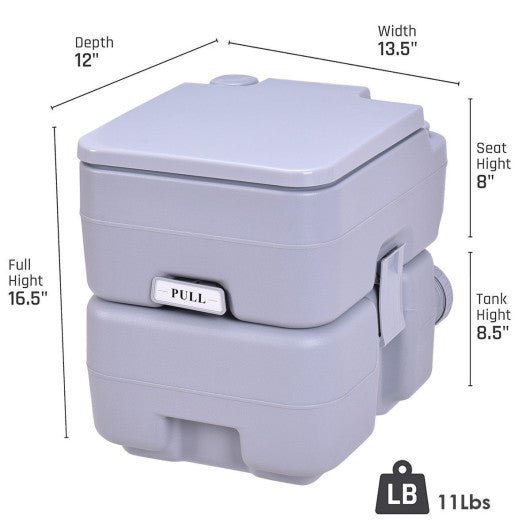  - 5.3 Gallon Portable Toilet with Waste Tank and Built - in Rotating Spout - Outdoor Style Company