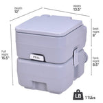  - 5.3 Gallon Portable Toilet with Waste Tank and Built - in Rotating Spout - Outdoor Style Company