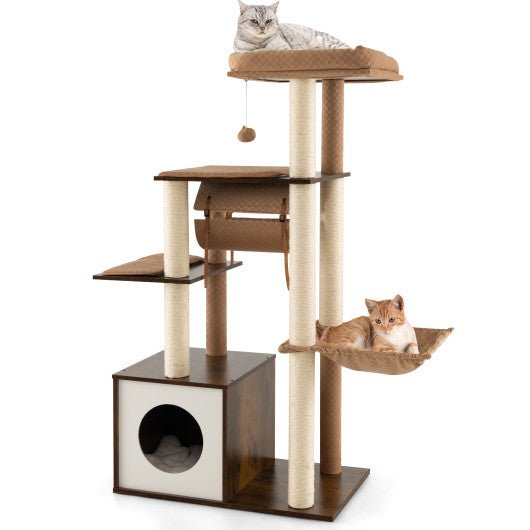  - 53 Inch Cat Tree with Condo and Swing Tunnel - Outdoor Style Company