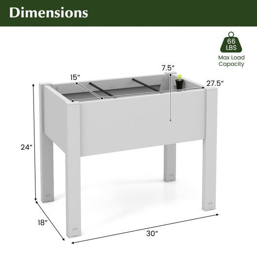  - 53L Raised Bed Grow Box Self - Watering Planter Box Stand with Water Level Monitor - Outdoor Style Company