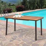  - 55 Inch Patio Acacia Dining Table with Umbrella Hole - Outdoor Style Company