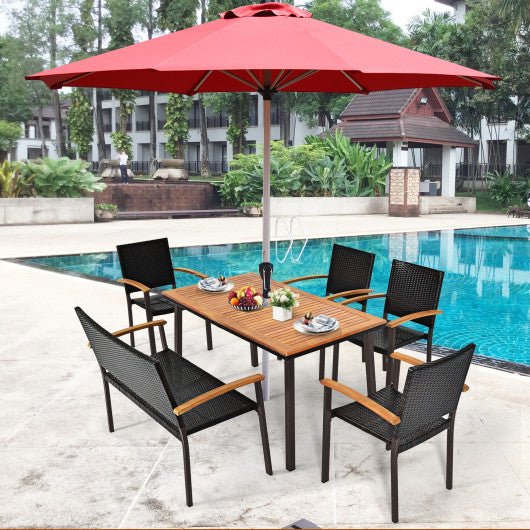  - 55 Inch Patio Acacia Dining Table with Umbrella Hole - Outdoor Style Company