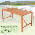  - 55 Inch Patio Rectangular Acacia Wood Dining Table with Umbrella Hole - Outdoor Style Company