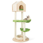  - 55 Inch Tall Cat Climbing Stand with Sisal Scratching Posts and Soft Cat Bed for Indoor Kittens - Outdoor Style Company