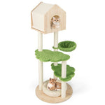  - 55 Inch Tall Cat Climbing Stand with Sisal Scratching Posts and Soft Cat Bed for Indoor Kittens - Outdoor Style Company