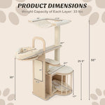  - 55 Inch Tall Multi - Level Cat Tree with Washable Removable Cushions - Outdoor Style Company