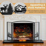  - 55 x 29.5 Inch Fireplace Screen with Natural Scenery and Moose Pattern - Outdoor Style Company