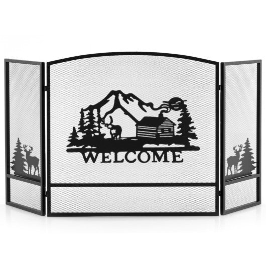  - 55 x 29.5 Inch Fireplace Screen with Natural Scenery and Moose Pattern - Outdoor Style Company