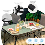  - 55 x 35 Inch Patio Dining Rectangle Tempered Glass Table with Umbrella Hole - Outdoor Style Company