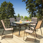  - 55 x 35 Inch Patio Dining Rectangle Tempered Glass Table with Umbrella Hole - Outdoor Style Company