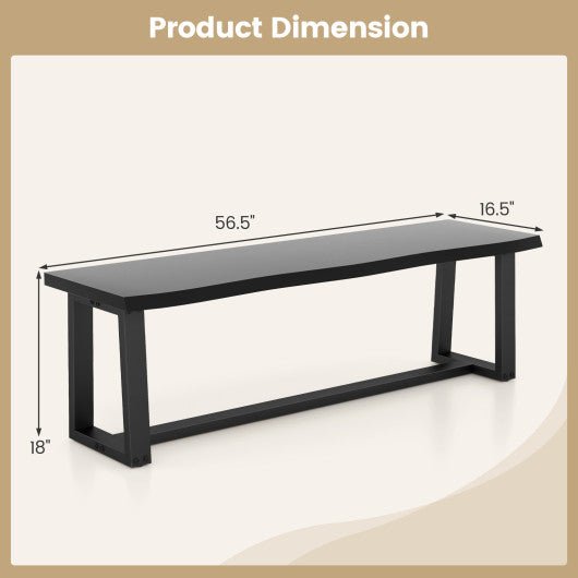  - 56.5 Inches Wood Dining Bench with Wavy Edge and Adjustable Footpads - Outdoor Style Company