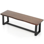  - 56.5 Inches Wood Dining Bench with Wavy Edge and Adjustable Footpads - Outdoor Style Company