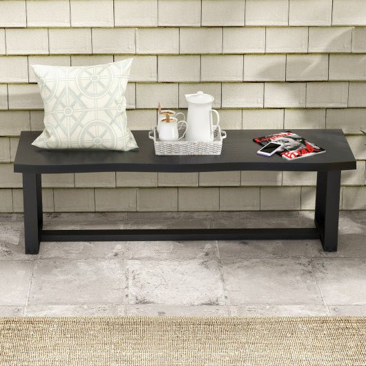  - 56.5 Inches Wood Dining Bench with Wavy Edge and Adjustable Footpads - Outdoor Style Company