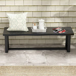  - 56.5 Inches Wood Dining Bench with Wavy Edge and Adjustable Footpads - Outdoor Style Company