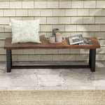  - 56.5 Inches Wood Dining Bench with Wavy Edge and Adjustable Footpads - Outdoor Style Company