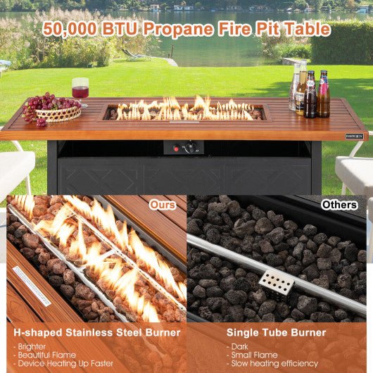  - 57 Inch 50 000 BTU Rectangular Propane Outdoor Fire Pit Table - Outdoor Style Company