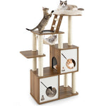  - 57 Inch Cat Tree Tower Multi - Level Activity Center with Scratching Posts - Outdoor Style Company