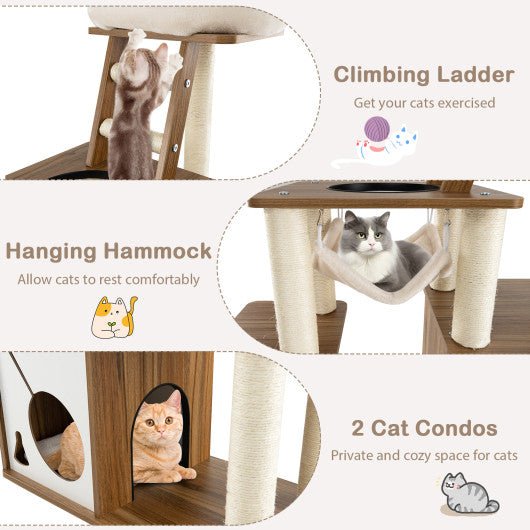  - 57 Inch Cat Tree Tower Multi - Level Activity Center with Scratching Posts - Outdoor Style Company