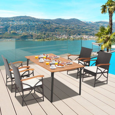  - 5/7 - Piece Outdoor Dining Set with Acacia Wood Table - Outdoor Style Company