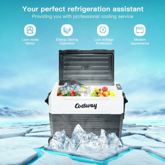  - 58 Quarts Car Refrigerator Portable RV Freezer Dual Zone with Wheel - Outdoor Style Company