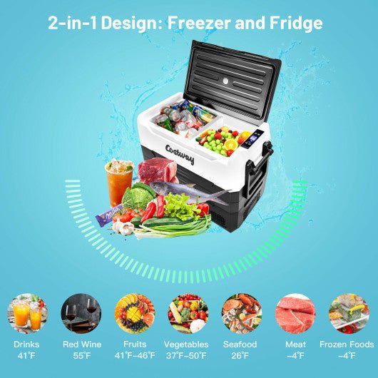  - 58 Quarts Car Refrigerator Portable RV Freezer Dual Zone with Wheel - Outdoor Style Company