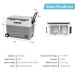  - 58 Quarts Car Refrigerator Portable RV Freezer Dual Zone with Wheel - Outdoor Style Company
