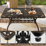  - 59 Inch Aluminum Patio Dining Table with Umbrella Hole fot 6 Persons - Outdoor Style Company