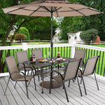  - 59 Inch Aluminum Patio Dining Table with Umbrella Hole fot 6 Persons - Outdoor Style Company