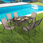  - 59 Inch Aluminum Patio Dining Table with Umbrella Hole fot 6 Persons - Outdoor Style Company