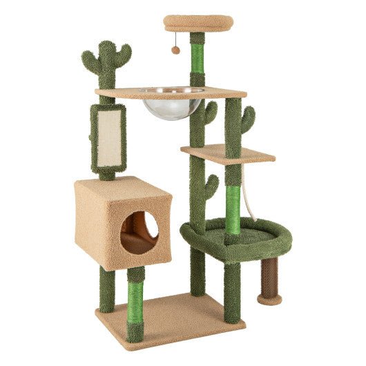  - 59 Inch Multilevel Cactus Cat Tree with Scratching Posts Cando Toy and Rope - Outdoor Style Company