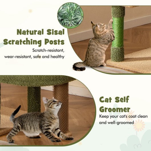  - 59 Inch Multilevel Cactus Cat Tree with Scratching Posts Cando Toy and Rope - Outdoor Style Company