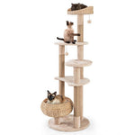  - 59 Inches Cat Tree with Perch and Soft Hammock for Indoor Cats - Outdoor Style Company