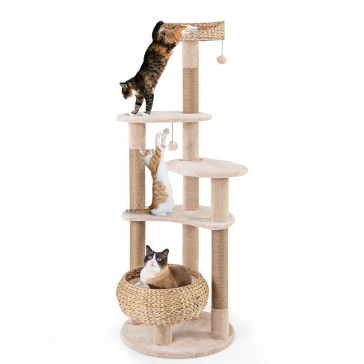  - 59 Inches Cat Tree with Perch and Soft Hammock for Indoor Cats - Outdoor Style Company