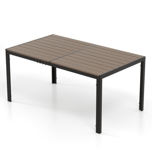  - 59 x 35 Inch Large Outdoor Rectangle Dining Table with Metal Legs - Outdoor Style Company