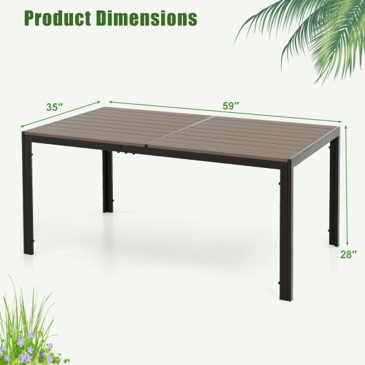  - 59 x 35 Inch Large Outdoor Rectangle Dining Table with Metal Legs - Outdoor Style Company