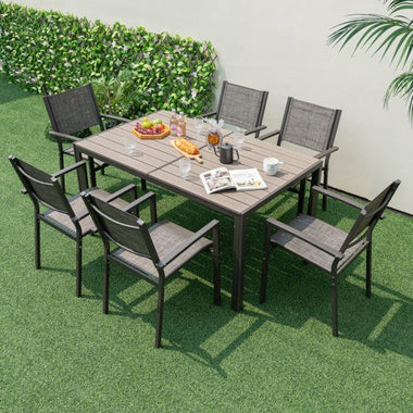  - 59 x 35 Inch Large Outdoor Rectangle Dining Table with Metal Legs - Outdoor Style Company