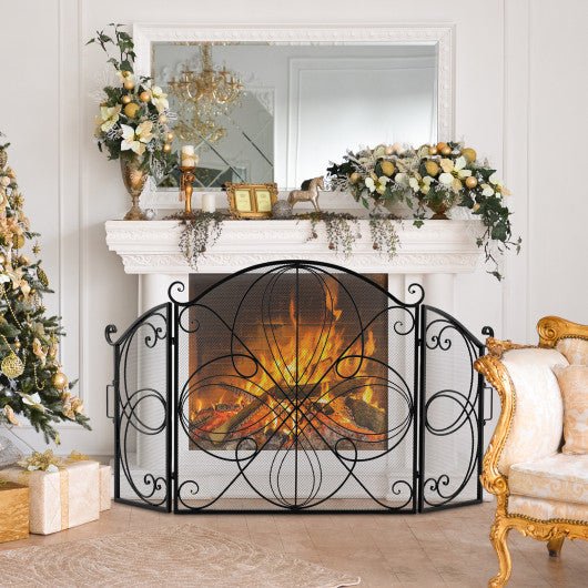  - 59.5 x 32.5 Inch Fireplace Screen with Floral Pattern - Outdoor Style Company