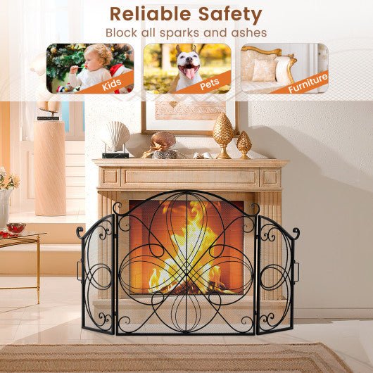  - 59.5 x 32.5 Inch Fireplace Screen with Floral Pattern - Outdoor Style Company