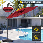 10 Feet Patio Solar Powered Cantilever Umbrella with Tilting System-Red