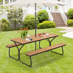  - 6 Feet Outdoor Picnic Table Bench Set for 6 - 8 People - Brown - Outdoor Style Company